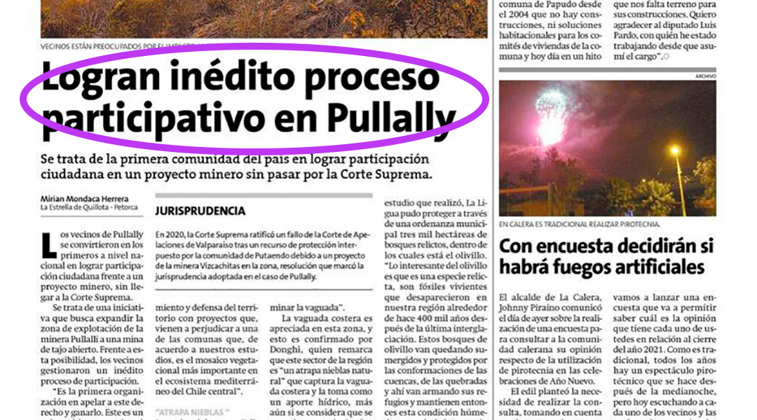 Un logro de la participación ciudadana Pullally de Papudo